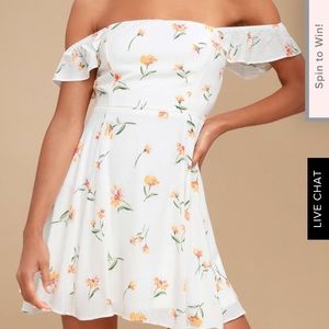 Lulus white floral skater dress! XL